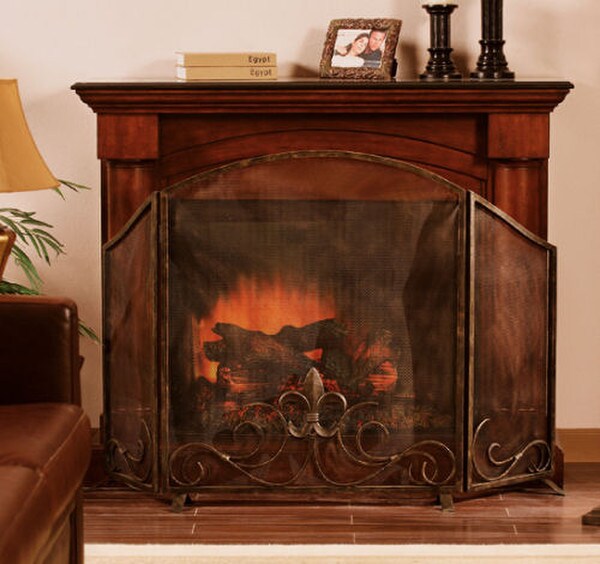 Fleur de Lis Fireplace Screen Decorative Aluminum Iron Provincial